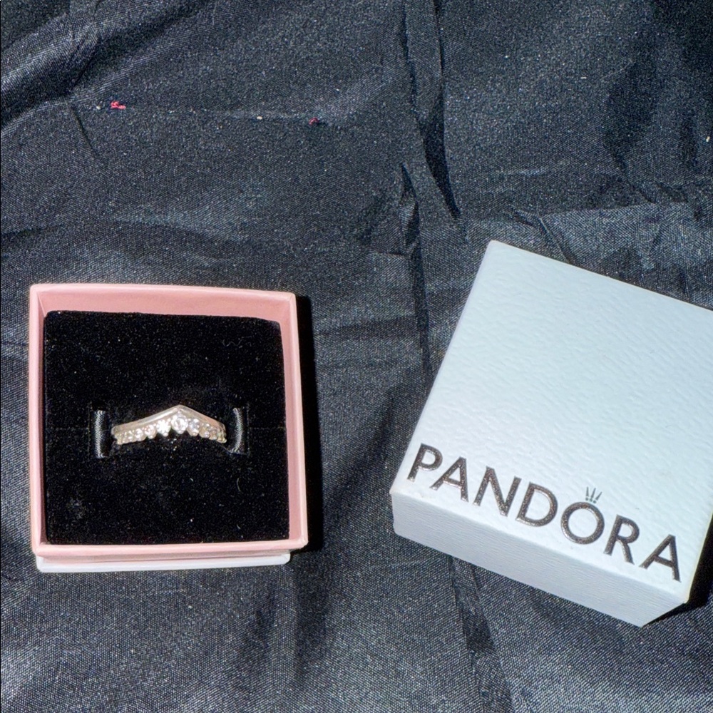 Pandora Silver Ring with Sparkling Accents